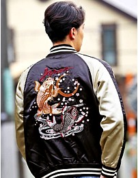 мужская куртка бомбер с вышивкой  в японском стиле