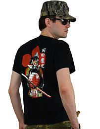 мужская японская футболка с изображением самурайского доспеха