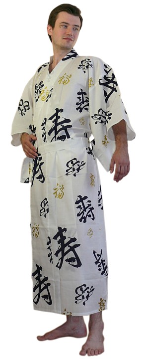 халат-кимоно с японскими иероглуфами, хлопок 100%