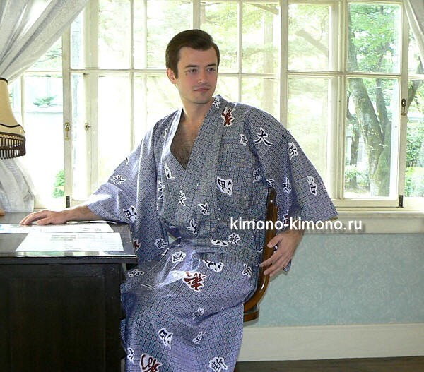 японкая традиционная мужская одежда: юката из хлопка