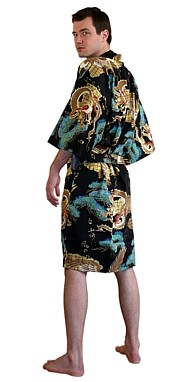 мужской короткий халат-кимоно, хлопок 100%, сделано в Японии