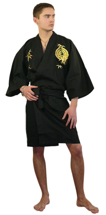 японский халат-кимоно с вышивкой