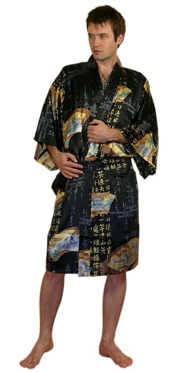 мужской шелковый халат кимоно в японском стиле