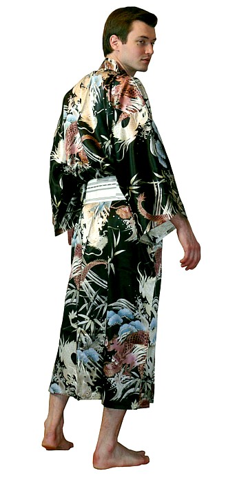 японское мужское кимоно, шелк 100%