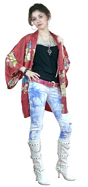 японский женский шелковый жакет -  хаори, винтаж