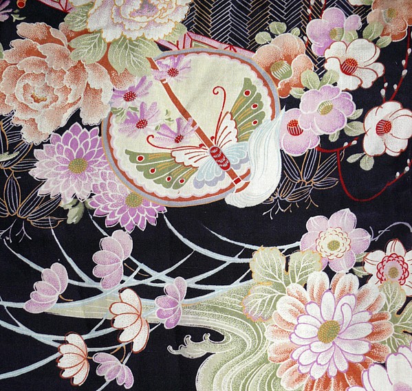 рисунок ткани шелка японского антикварного кимоно