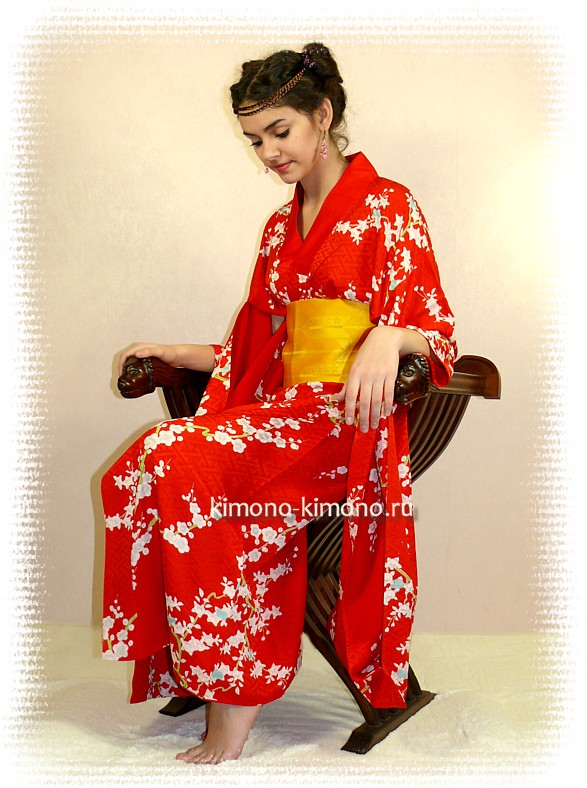 японское антикварное  шелковое кимоно
