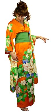 японское шелковое женское кимоно, винтаж