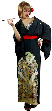 японское шелковое кимоно гейши, 1900-е гг.