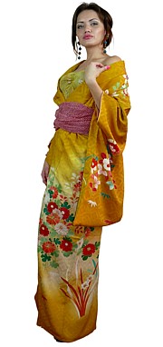 японское антикварное кимоно из шелка, 1930-е гг.