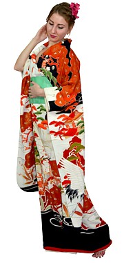 кимоно гейши, шелк, роспись, вышивка