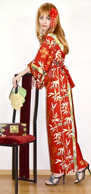 японское кимоно Золотой Бамбук, хлопк 100%