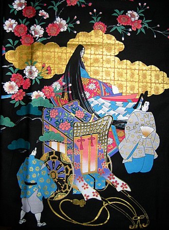 риуснок ткани женского халата-кимоно
