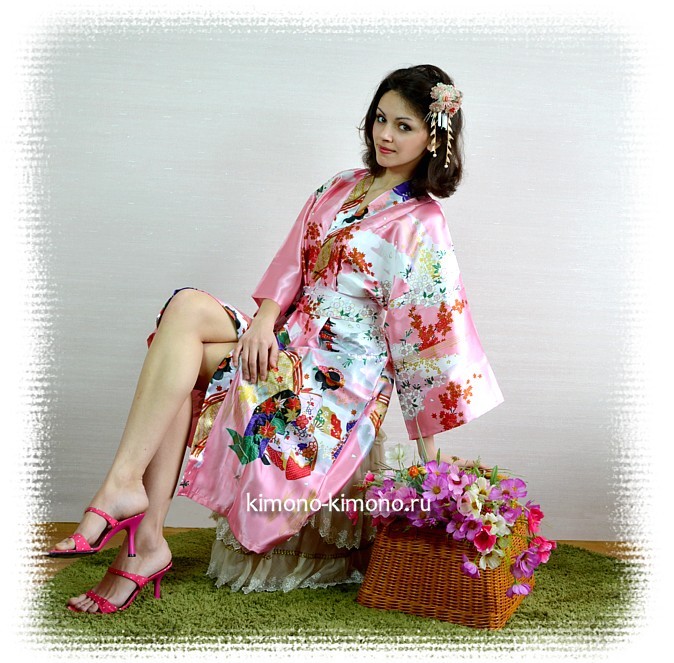 женский халатик кимоно АСАКУСА, сделано в Японии