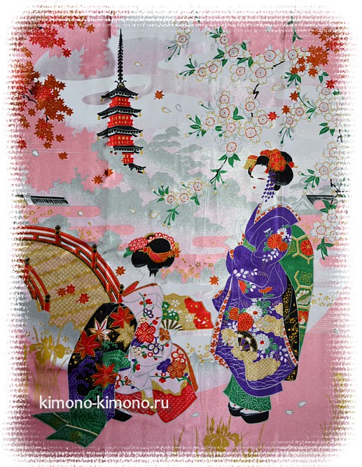 рисунок ткани японского кимоно АСАКУСА