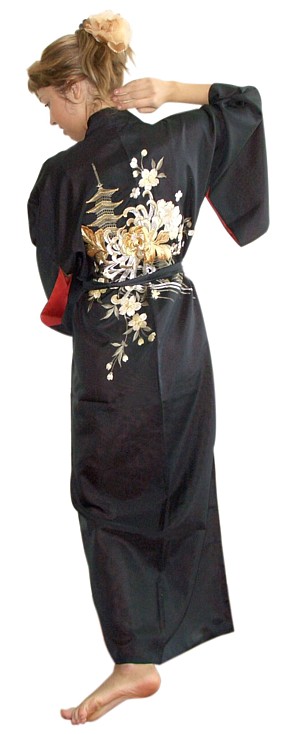 женский халат-кимоно с вышивкой и подкладкой, сделано в Японии
