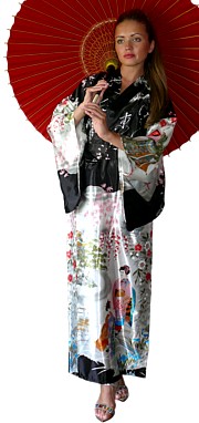 японское кимоно КИОТО, иск. шелк, сделано в Японии