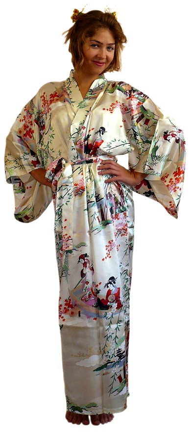 японское кимоно ЭДОГАВА, натуральный шелк 100%