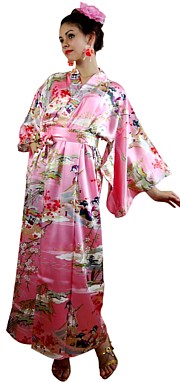 японское шелковое женское кимоно ЭДОГАВА - эксклюзивная одежда для дома