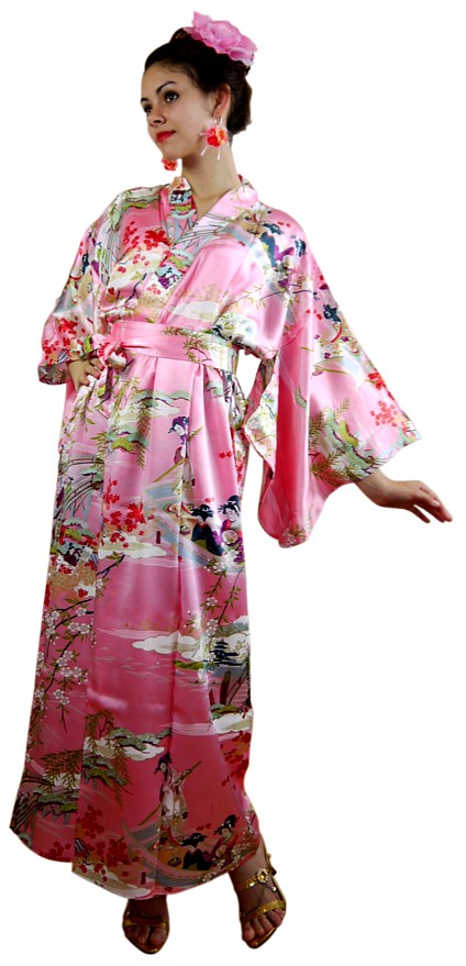 роскошный шелковый халат-кимоно из Японии. Доставка по Москве