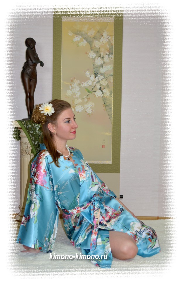 японский шелковый халатик-кимоно в интернет-магзине КИМОНОЯ