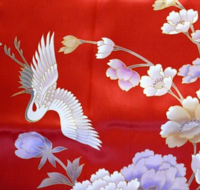 рисунок ткани шелкового японского кимоно