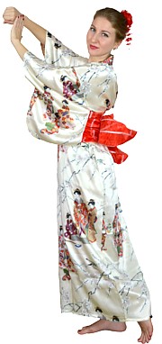 женский халат-кимоно из натурального шелка 