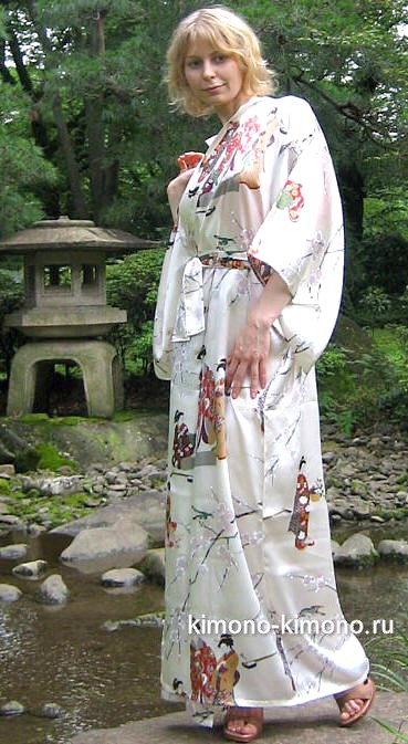 шелковое японское кимоно СУЗУМЭ