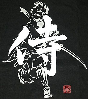 японский рисунок футболке Самурай