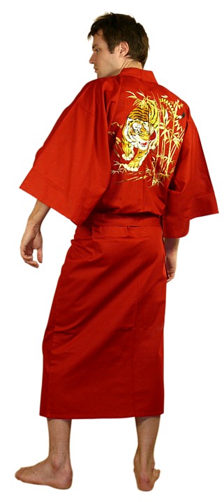 японский мужской халат кимоно с вышивкой