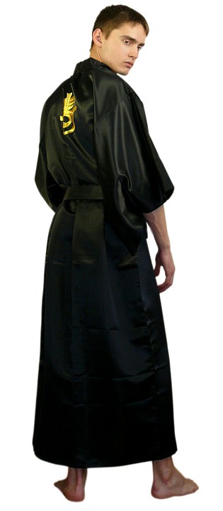японский мужской халат-кимоно с вышивкой
