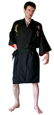 мужской халат-кимоно с вышивкой Дракон и подкладкой, сделано в Японии