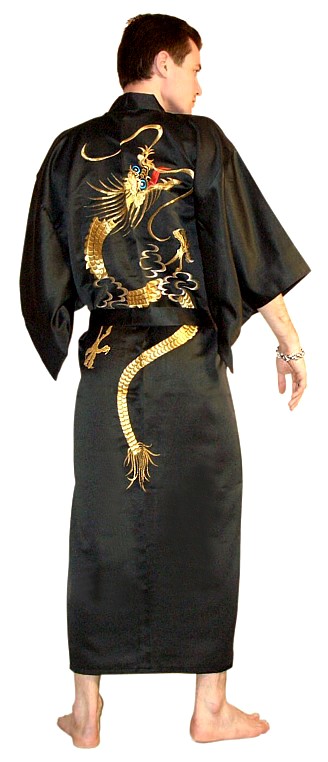 мужской халат-кимоно в японском стиле с вышивкой, сделано в Японии