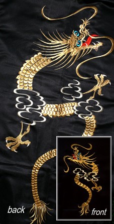 японский дракон - вышивка на мужском халате кимоно