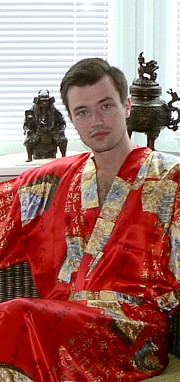 японское мужское шелковое кимоно