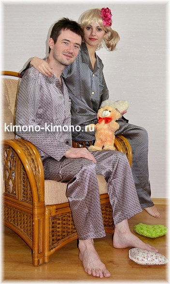 мужская одежда для дома - шелковая пижама, Япония