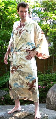 японское мужское кимоно, шелк 100%, сделано в Японии