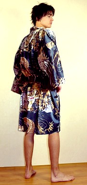 японский мужской шелковый халат-кимоно