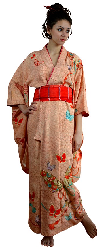 японское шелковое кимоно, антик
