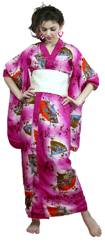 японское шелковое старинное кимоно, 1930-е гг.