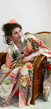 японское шелковое кимоно, 1970-е гг.