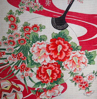 рисунок ткани японского старинного женского кимоно