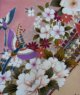 рисунок на шелке кимоно
