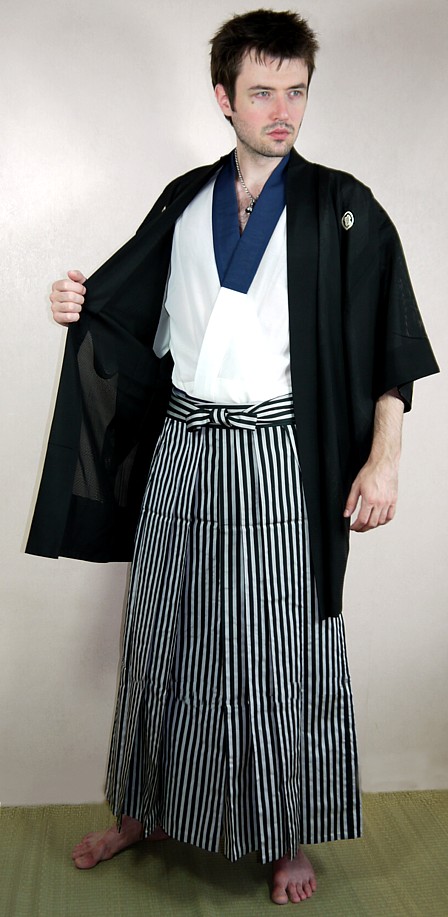 японское мужское летнее хаори, кимоно и хакама 