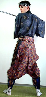 японские мужские хакама из шелковой парчи, винтаж