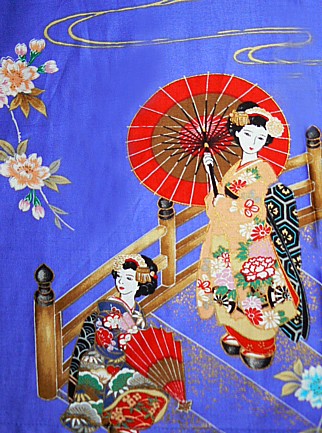 дизайн ткани японского женского кимоно, хлопок 100%