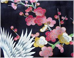 японское шелковое кимоно Имари, черное