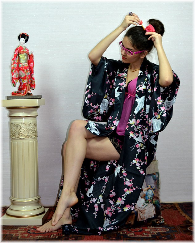японское шелковое кимоно ИМАРИ, черное