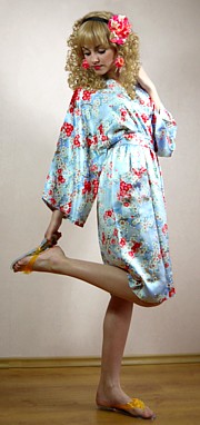 шелковый халатик-кимоно Mitsuko, сделано в Японии, шелк 100%