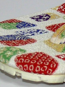 японская обувь сэтта, деталь рисунка ткани черимэн